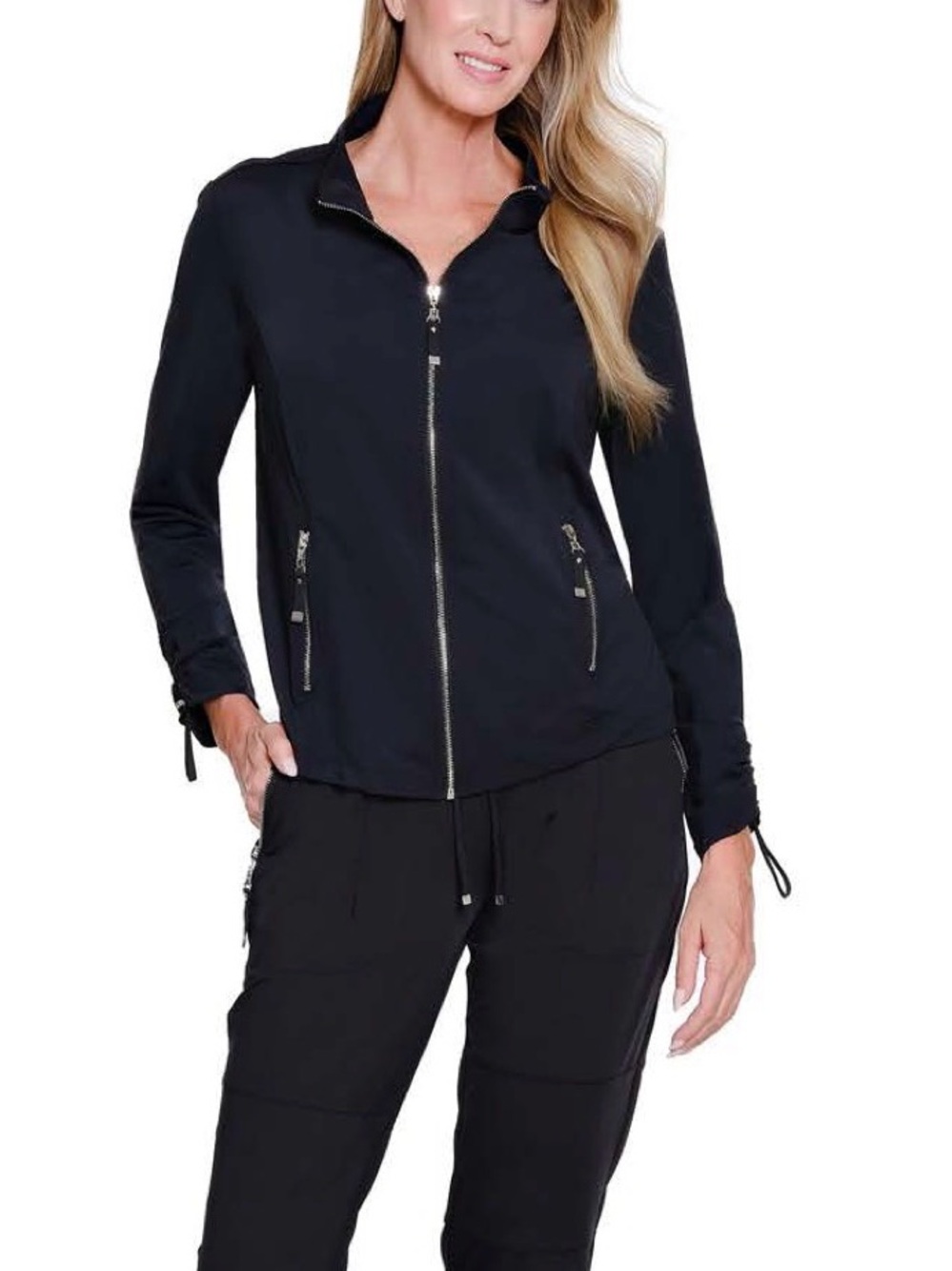 Multiples M-16720 petite L black jacket drawstring  sleeve